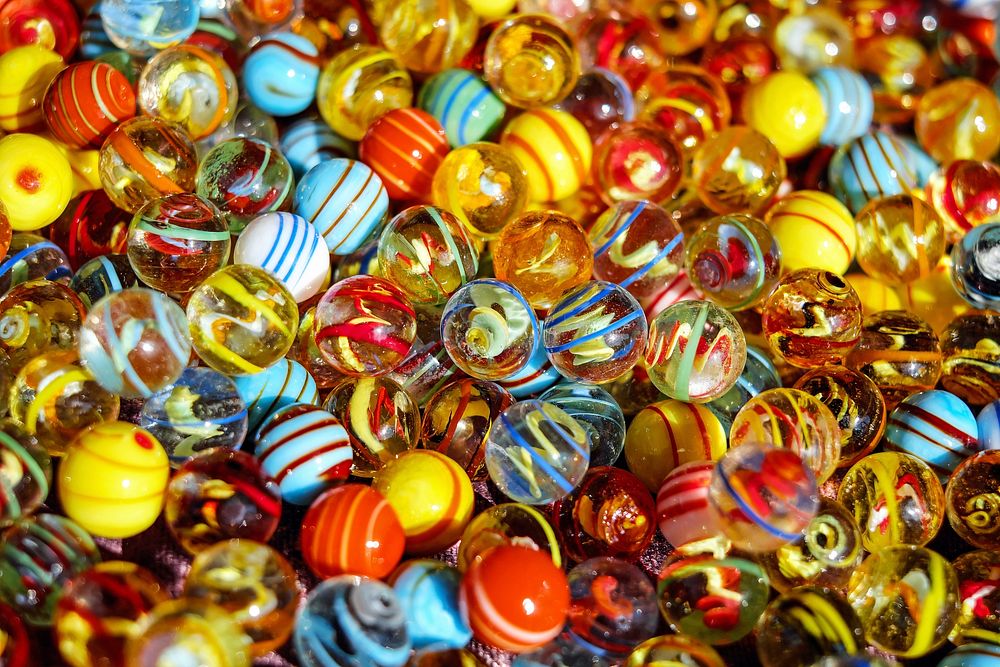 Glass marbles, free public domain CC0 image.