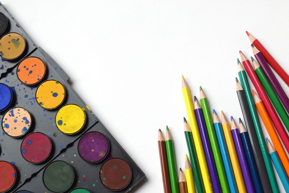 Coloring pencils creative background, free public domain CC0 image.