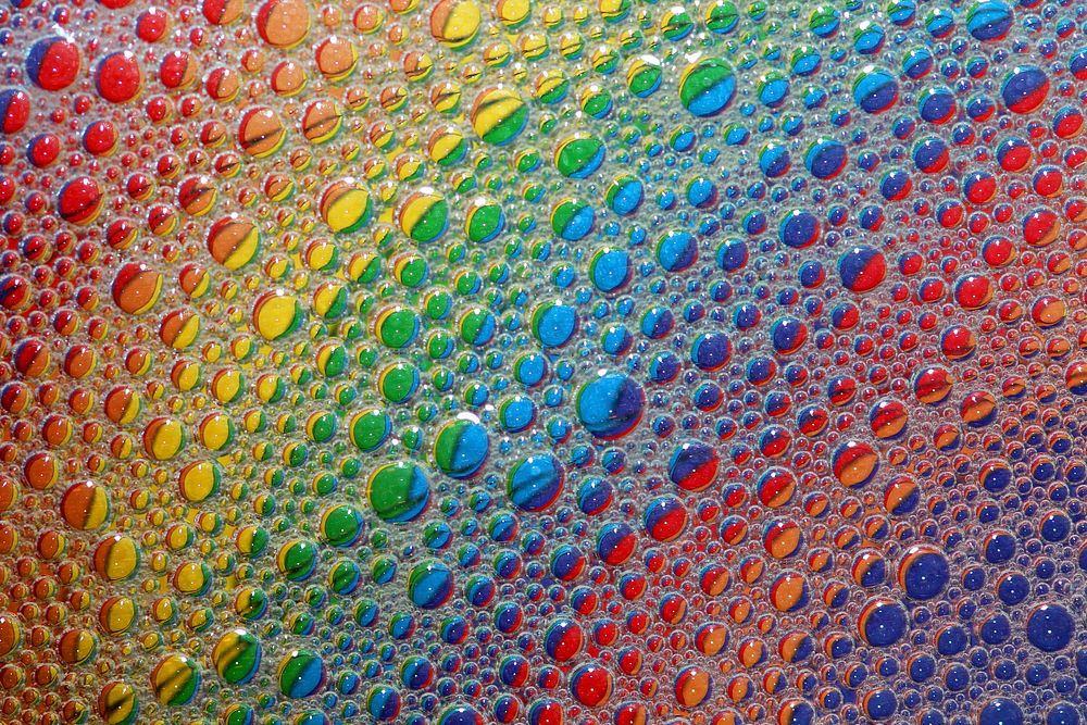 Free macro rainbow bubbles image, public domain abstract CC0 photo.