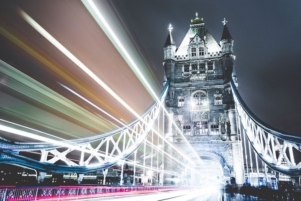 Free London bridge light painting image, public domain yyy CC0 photo.