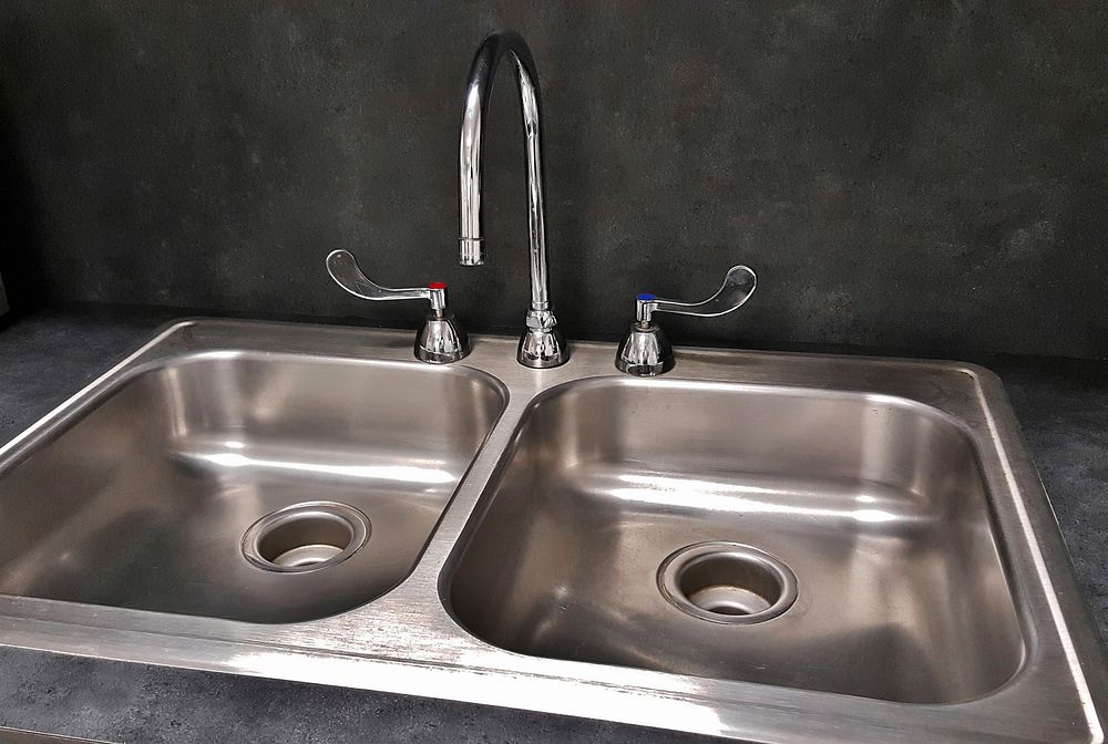 Free silver sink in kitchen image, public domain CC0 photo.