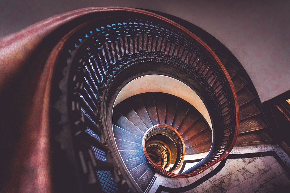 Free spiral stairs photo, public domain architecture CC0 image.