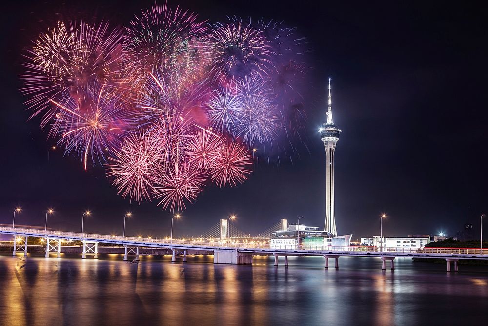 Newyear celebration, festival, fireworks, night view photo, free public domain CC0 image.