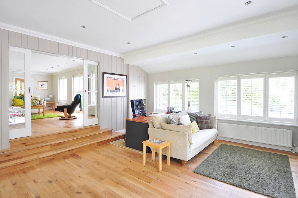 Free minimalistic living room image, public domain interior design CC0 photo.