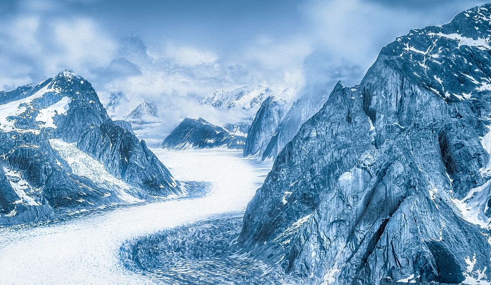 Free mountain landscape during winter photo, public domain nature CC0 image.