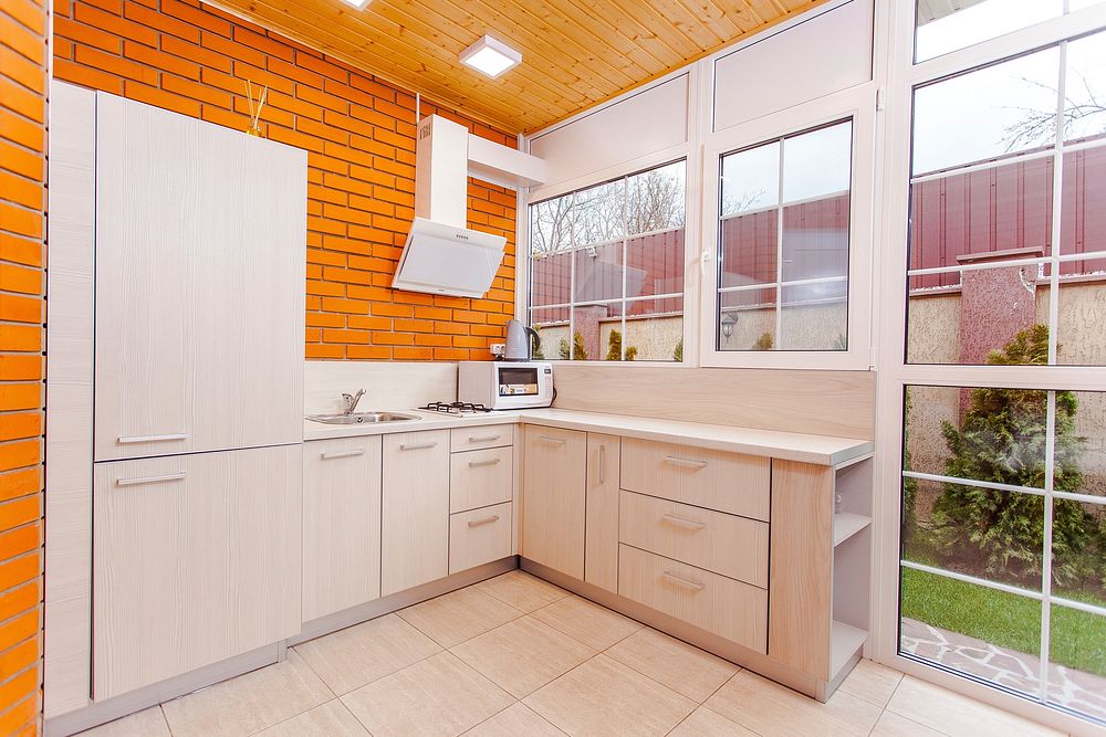 Free small minimalistic kitchen image, public domain interior design CC0 photo.