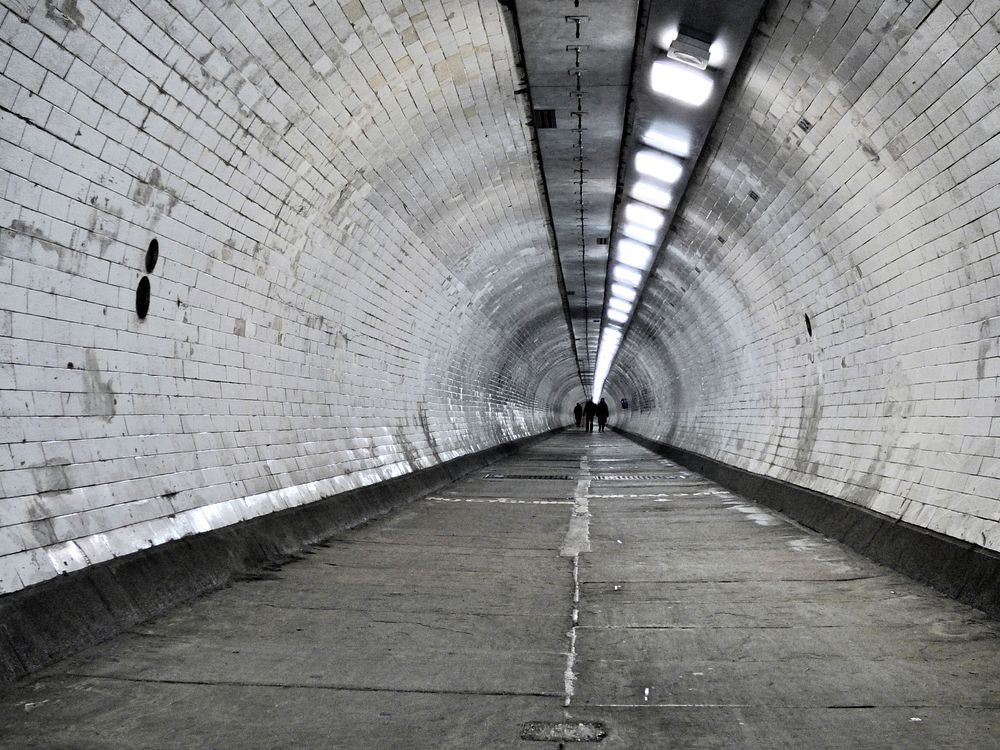 Free tunnel photo, public domain grayscale CC0 image.
