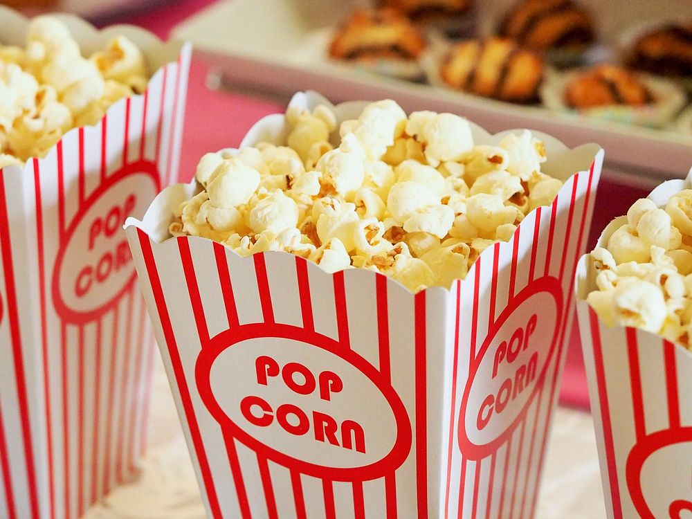 Free popcorn box image, public domain snack CC0 photo.