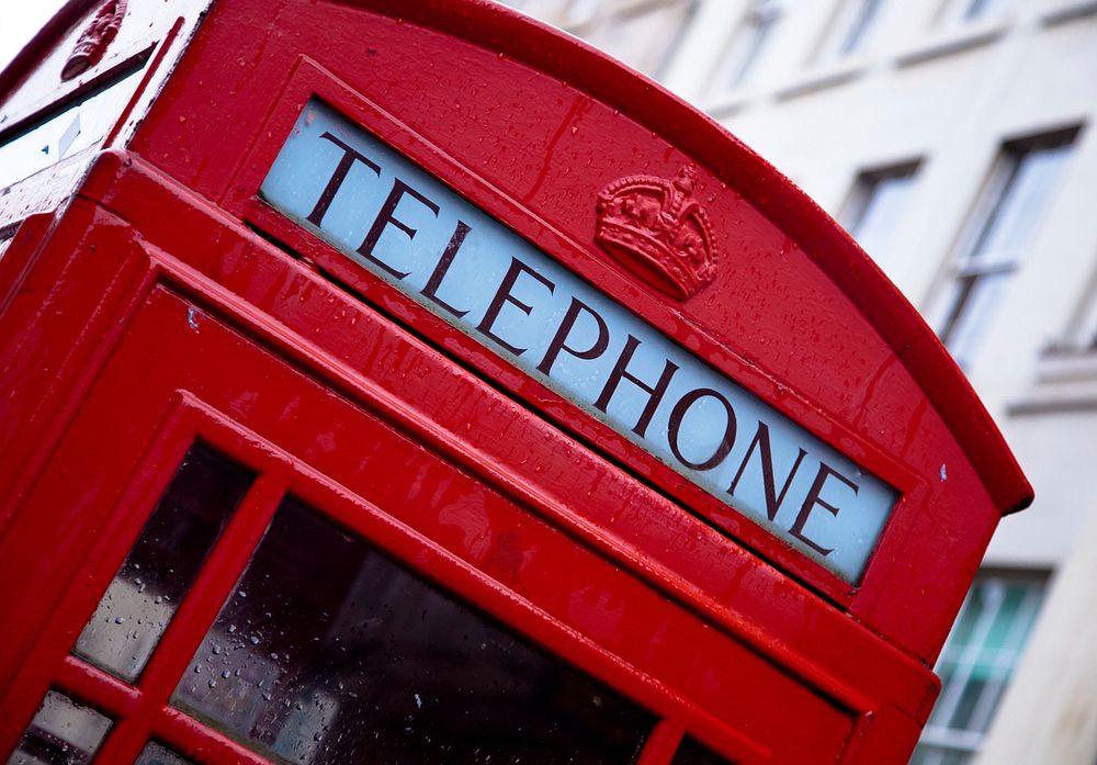 Free close up of red telephone box image, public domain CC0 photo.