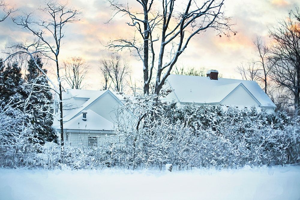 Free snowy houses image, public domain winter CC0 photo.