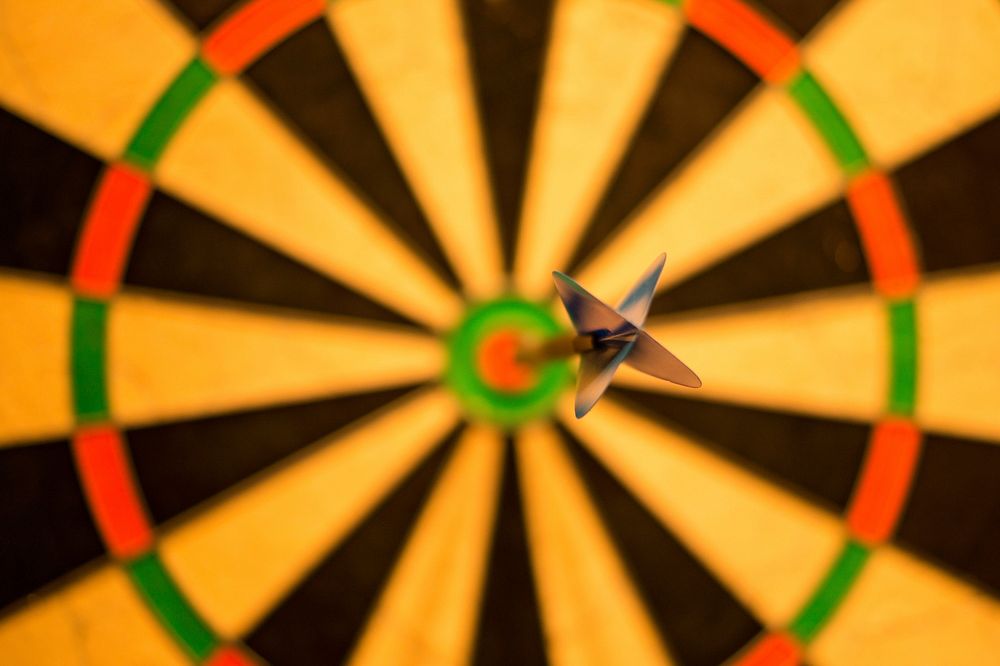 Free dart board closeup photo, public domain game CC0 image.