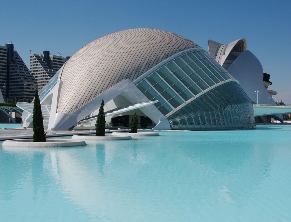 an auditorium in Santa Cruz de Tenerife, Canary Islands, Spain. Designed by architect Santiago Calatrava