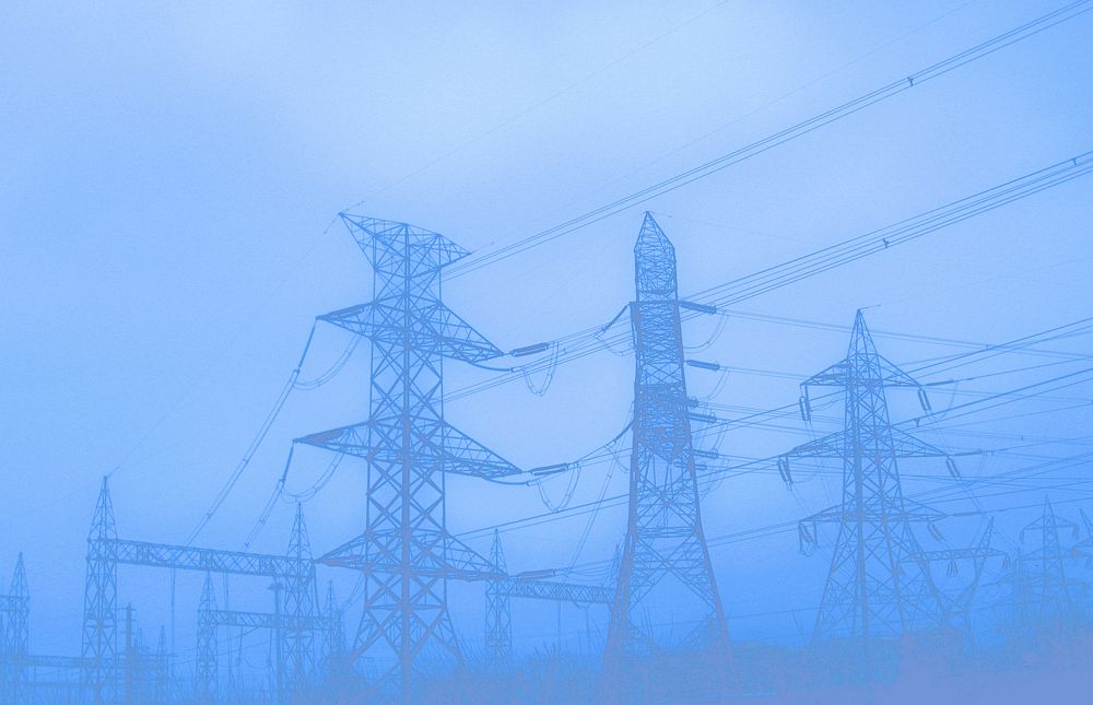 Free foggy transmission tower image, public domain electricity CC0 photo.