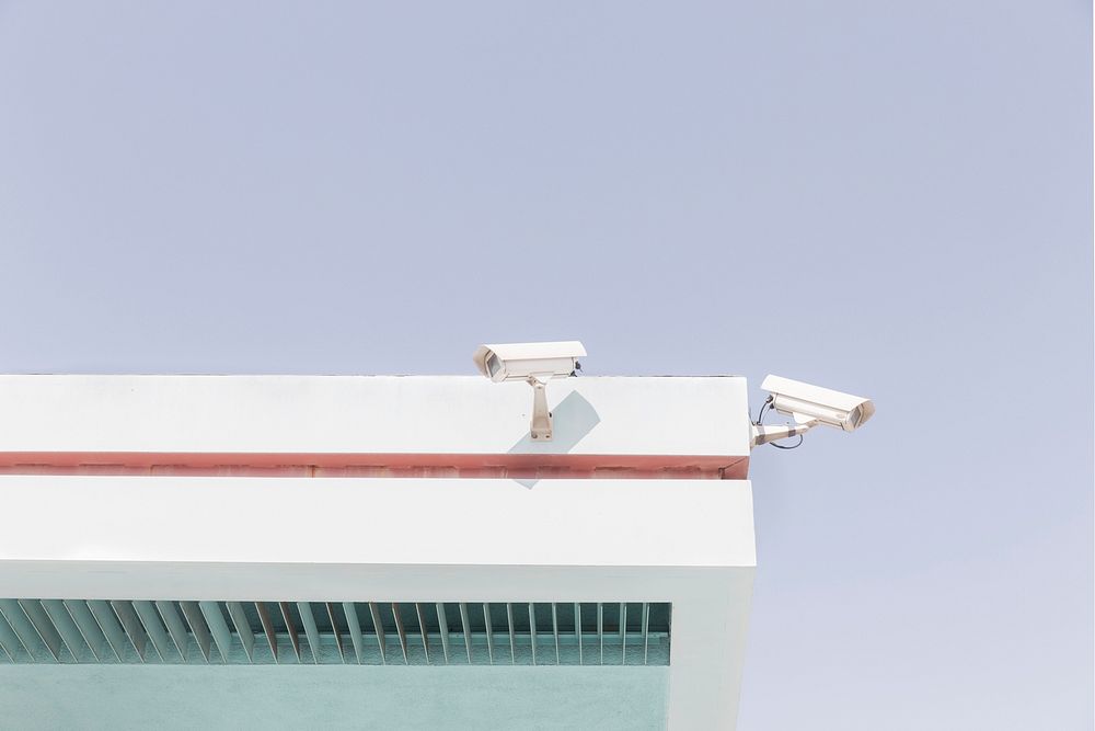 CCTV cameras on roof, free public domain CC0 image.