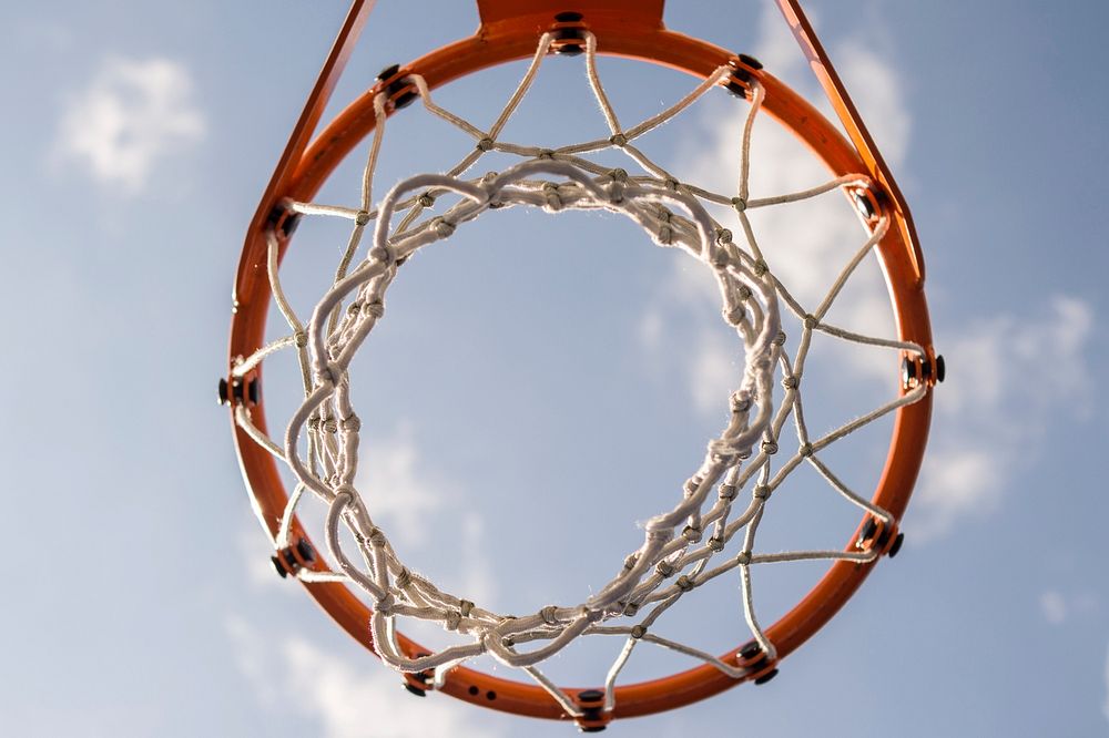 Free basketball goal closeup photo, public domain sport CC0 image.