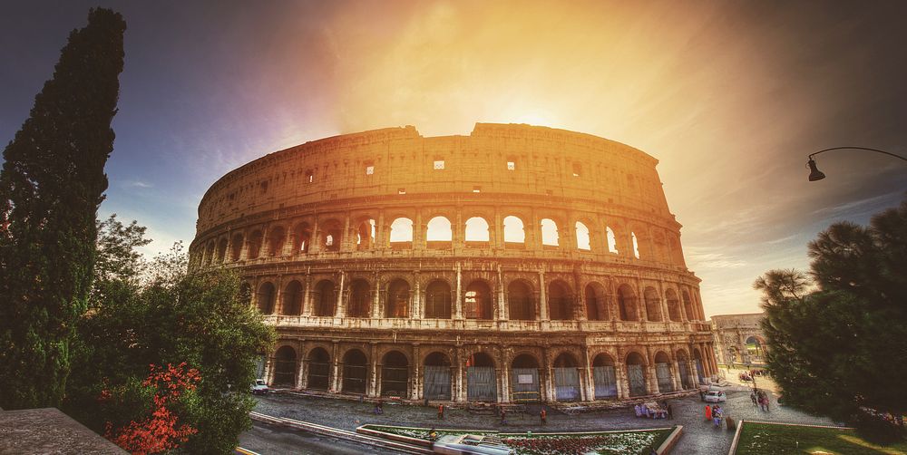 Free Colosseum at sunset image, public domain travel CC0 photo.