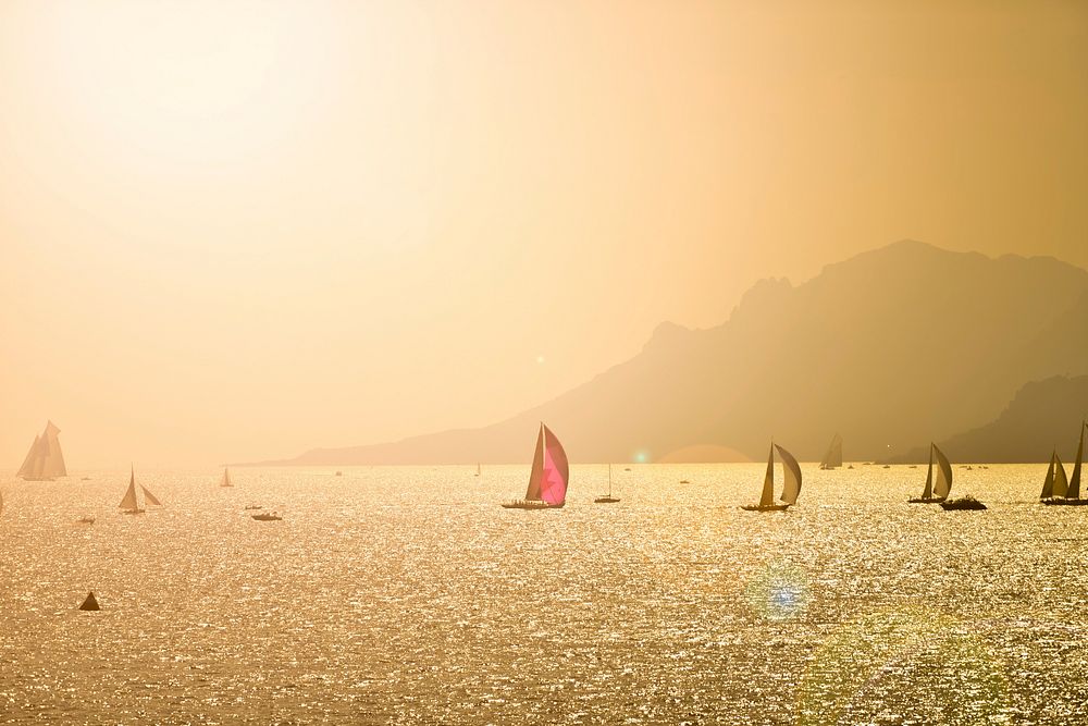 Free sailing boats in beautiful ocean image, public domain CC0 photo.