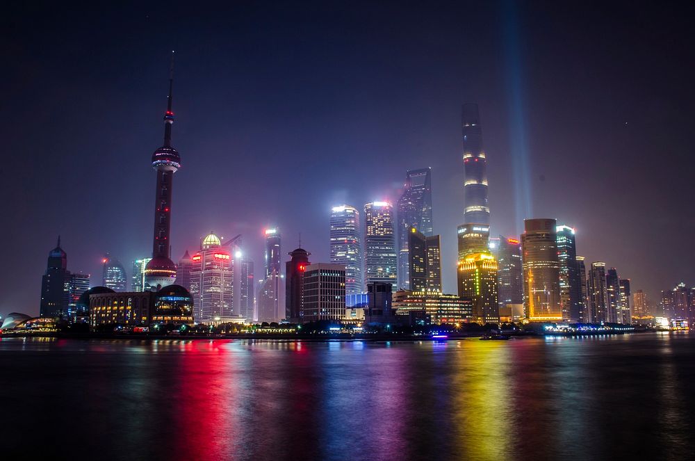 Free Hong Kong city skyline at night image, public domain travel CC0 photo.