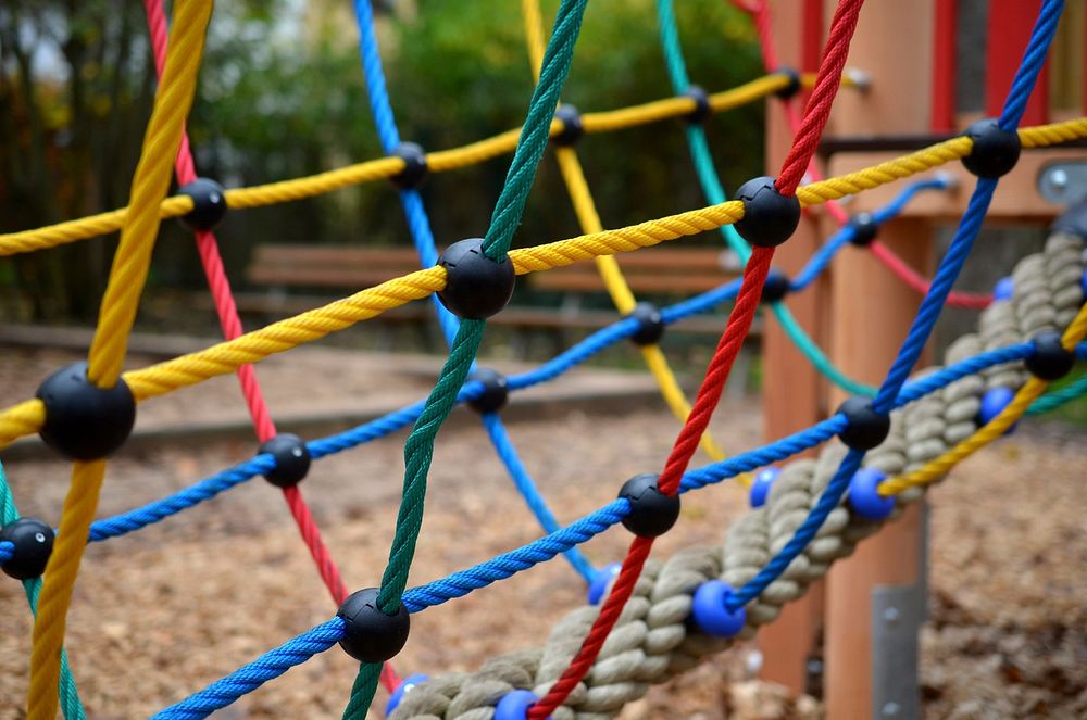 Free rope bridge in playground image, public domain CC0 photo.