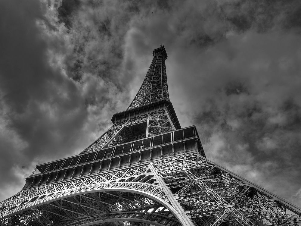 Free Eiffel Tower, Paris, France gray image, public domain travel CC0 photo.