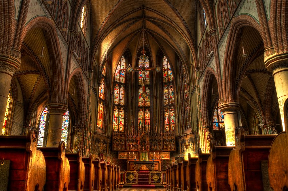 Inside a church, free public domain CC0 photo