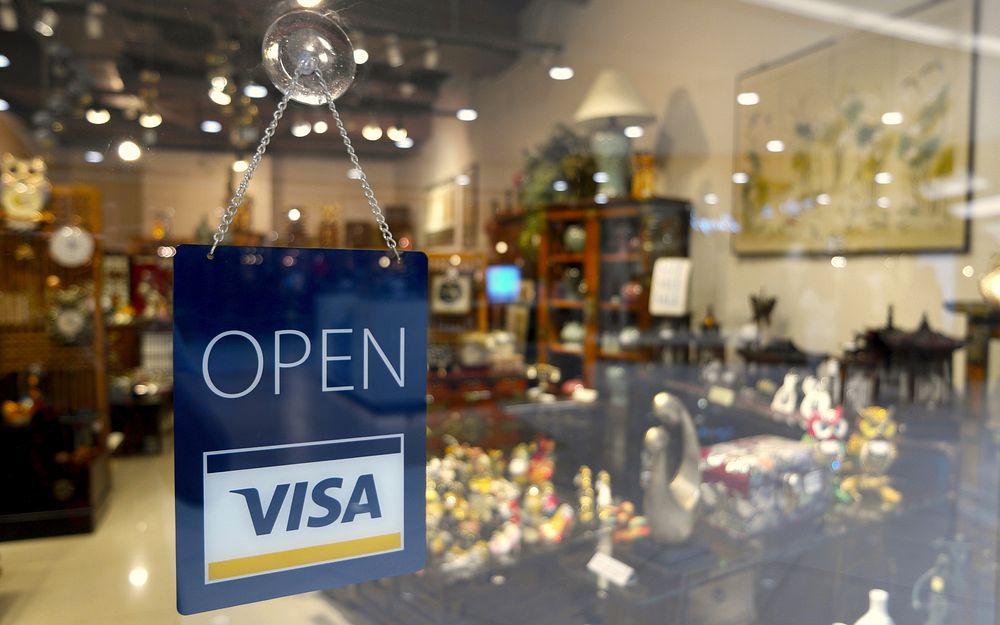 Open, VISA card merchant open for business. Location unknown - 02/23/2017