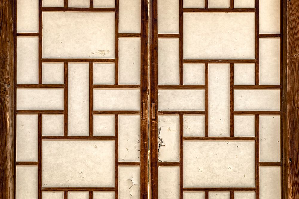 Free geometric pattern wooden door image, public domain CC0 photo.