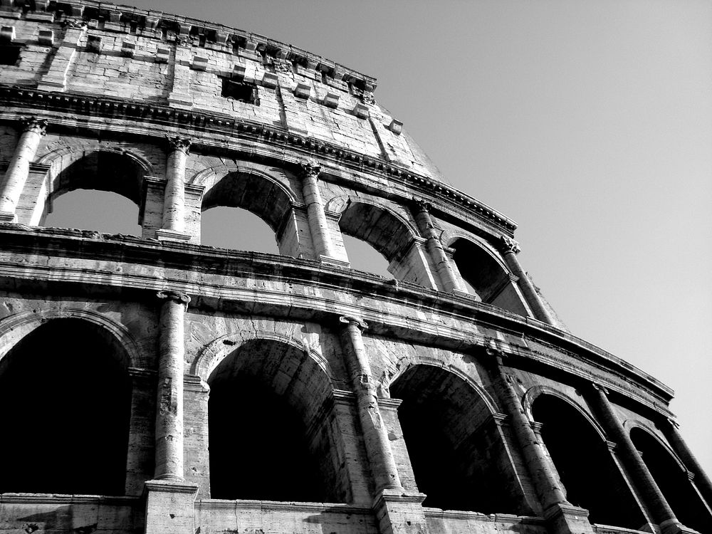 Black and white Colosseum close up, free public domain CC0 photo