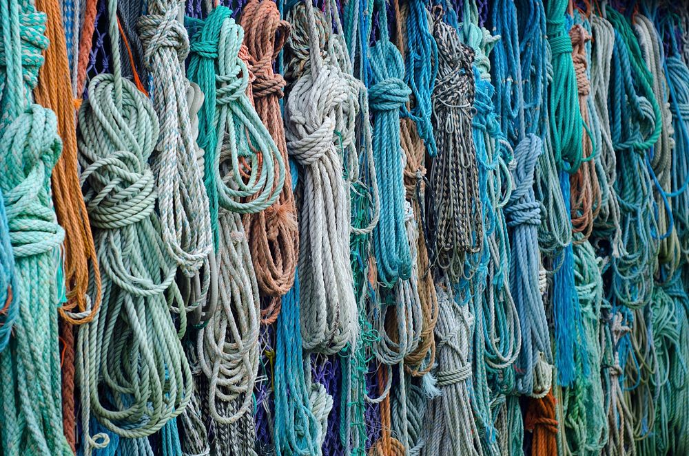 Free blue ropes background, public domain CC0 photo.