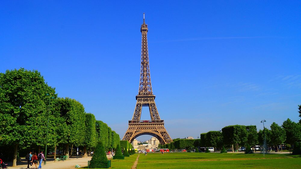 Eiffel tower, Paris landscape view photo, free public domain CC0 image.