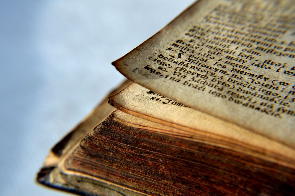 Free old ancient book closeup photo, public domain CC0 image.