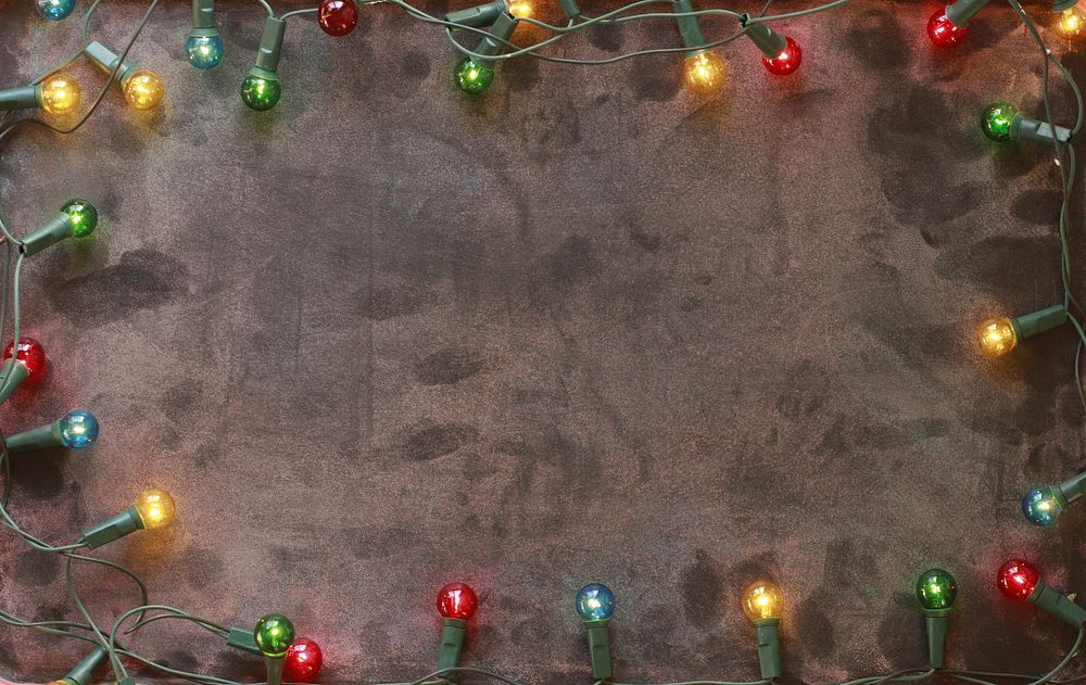 Free Christmas string lights frame image, public domain decoration CC0 photo.