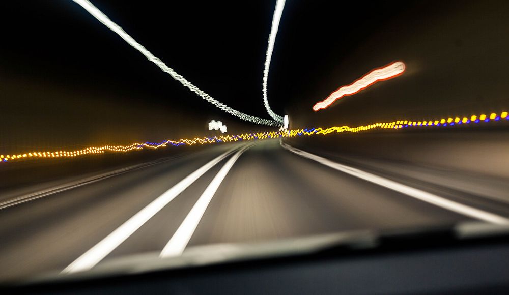 Highway, freeway road in sunset photo, free public domain CC0 image.