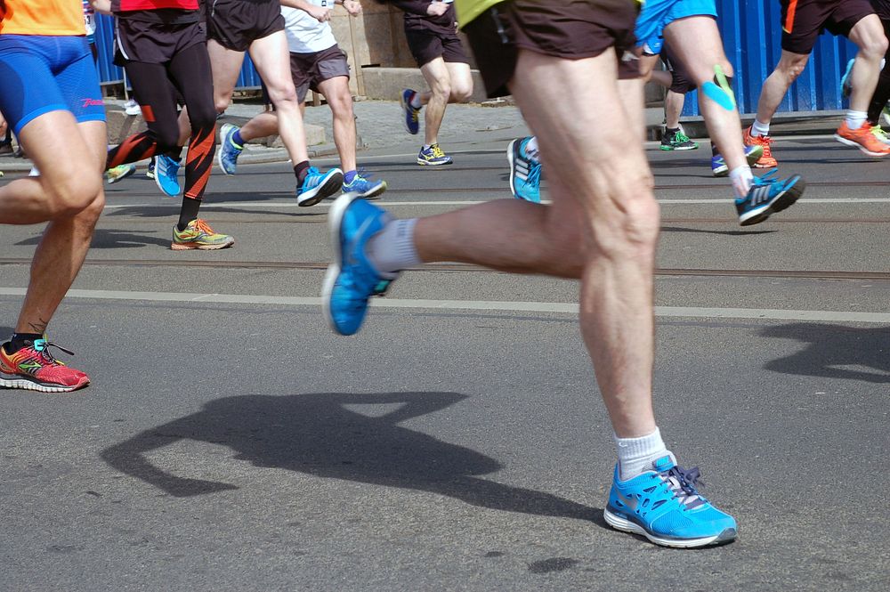 Free people running in a marathon image, public domain sport CC0 photo.