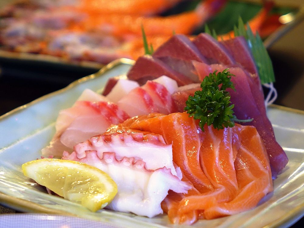 Free raw fish sashimi dish image, public domain Japanese food CC0 photo.