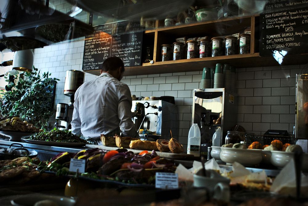 Barista making coffee, free public domain CC0 image.