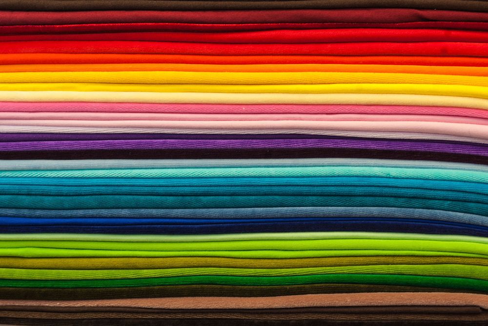 Pile of colourful fabrics, free public domain CC0 photo