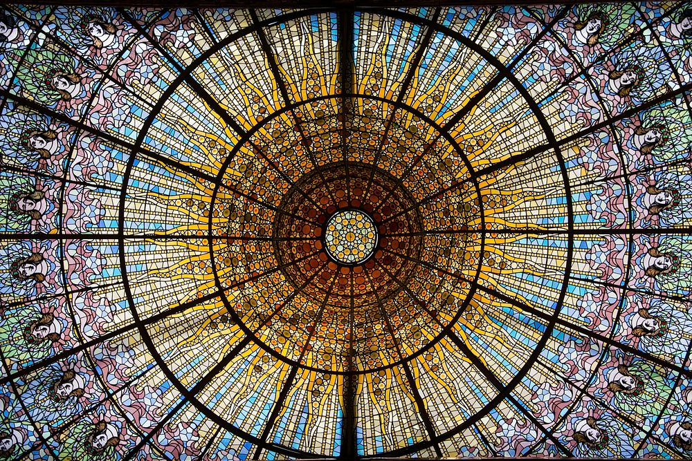 Free Barcelona stained glass window image, public domain CC0 photo.