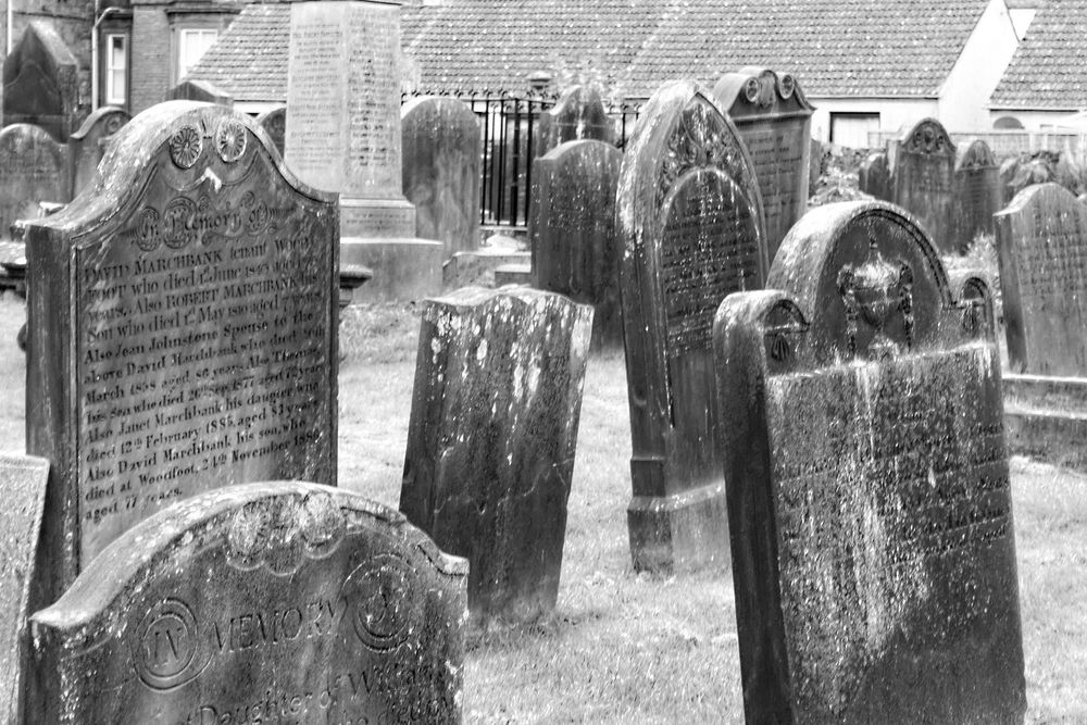 Tombstones in graveyard, free public domain CC0 image.