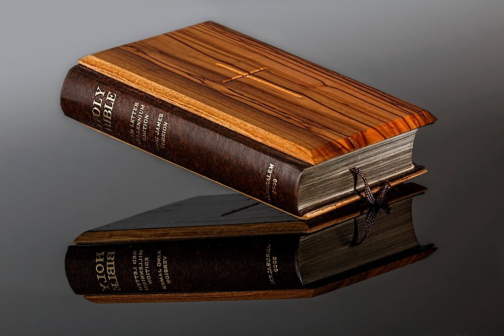 Free floating holy bible image, public domain religion CC0 photo.