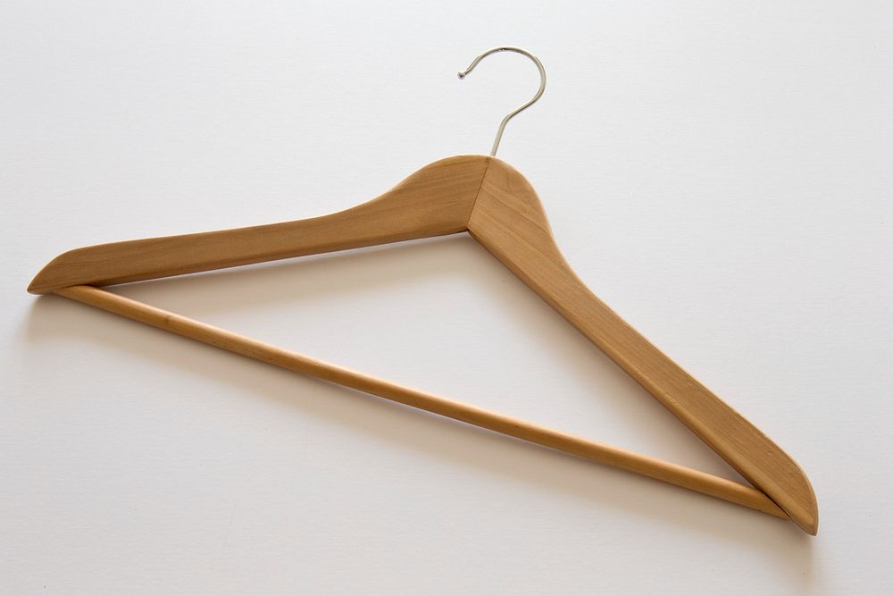 Free wood clothes hanger photo, public domain apparel CC0 image.