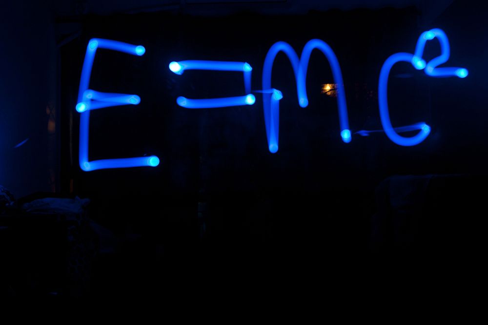Free Albert Einstein's famous formula, E = mc^2 neon image, public domain CC0 photo.