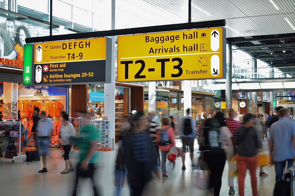 Free airport directional signs image, public domain CC0 photo.