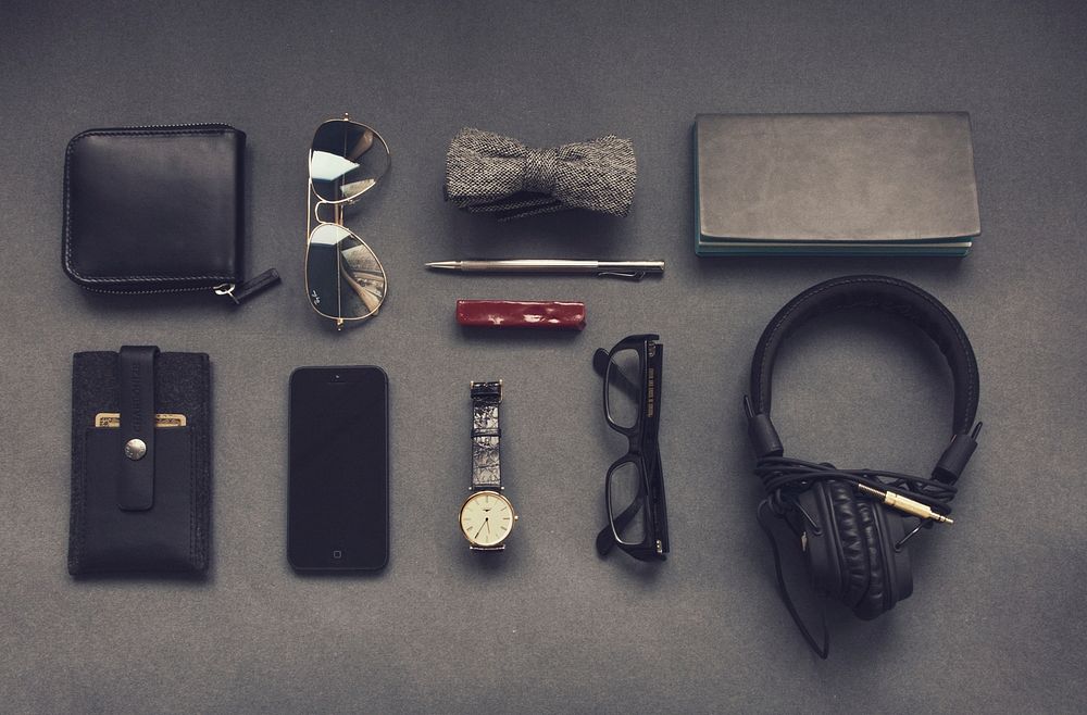 Free accessories flat lay photo, public domain table CC0 image.