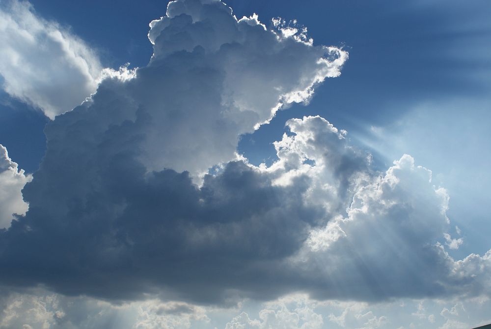 Cloudy blue sky background , free public domain CC0 photo.