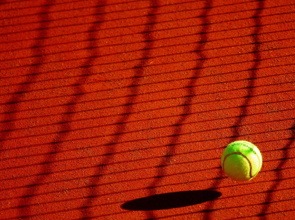 Free tennis ball on court photo, public domain sport CC0 image.
