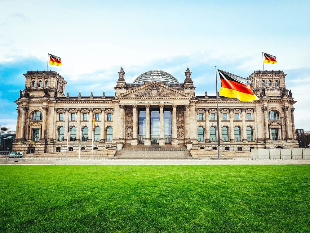 Free Reichstag building facade in Berlin, Germany image, public domain CC0 photo.