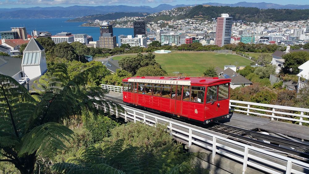 Free red tram in San Francisco photo, public domain travel CC0 image.