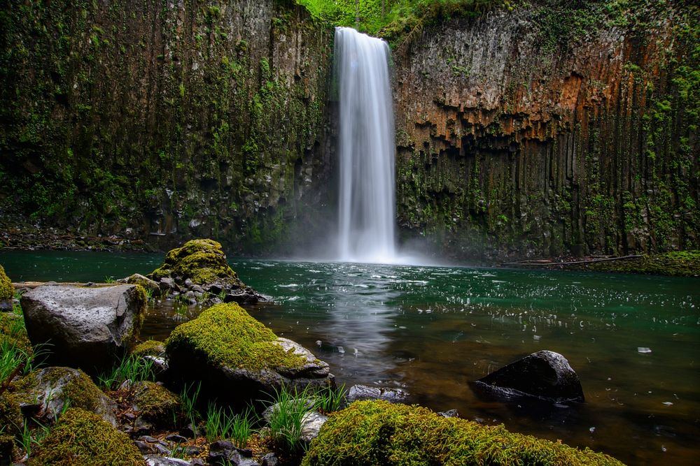 Free waterfall, nature background, public domain CC0 photo.