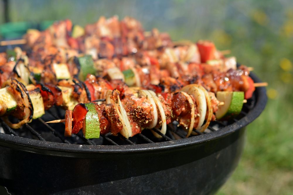 Free barbecue skewers image, public domain food CC0 photo.
